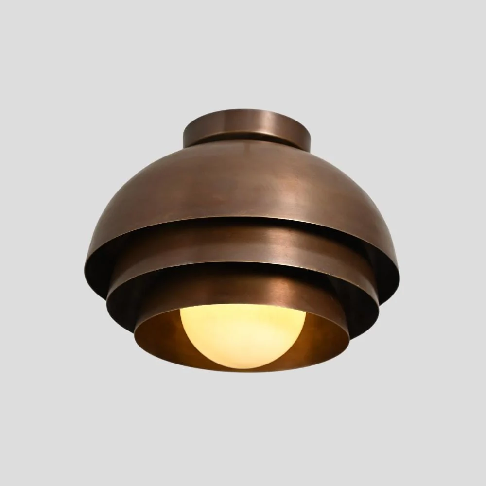 Brass Globe Flush Mount - 3 Shade Ceiling Fixture - Image 3