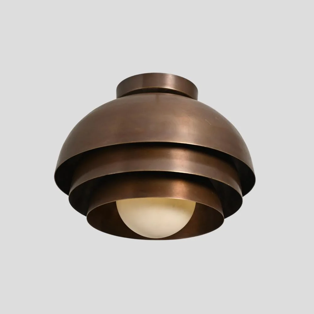 Brass Globe Flush Mount - 3 Shade Ceiling Fixture - Image 4