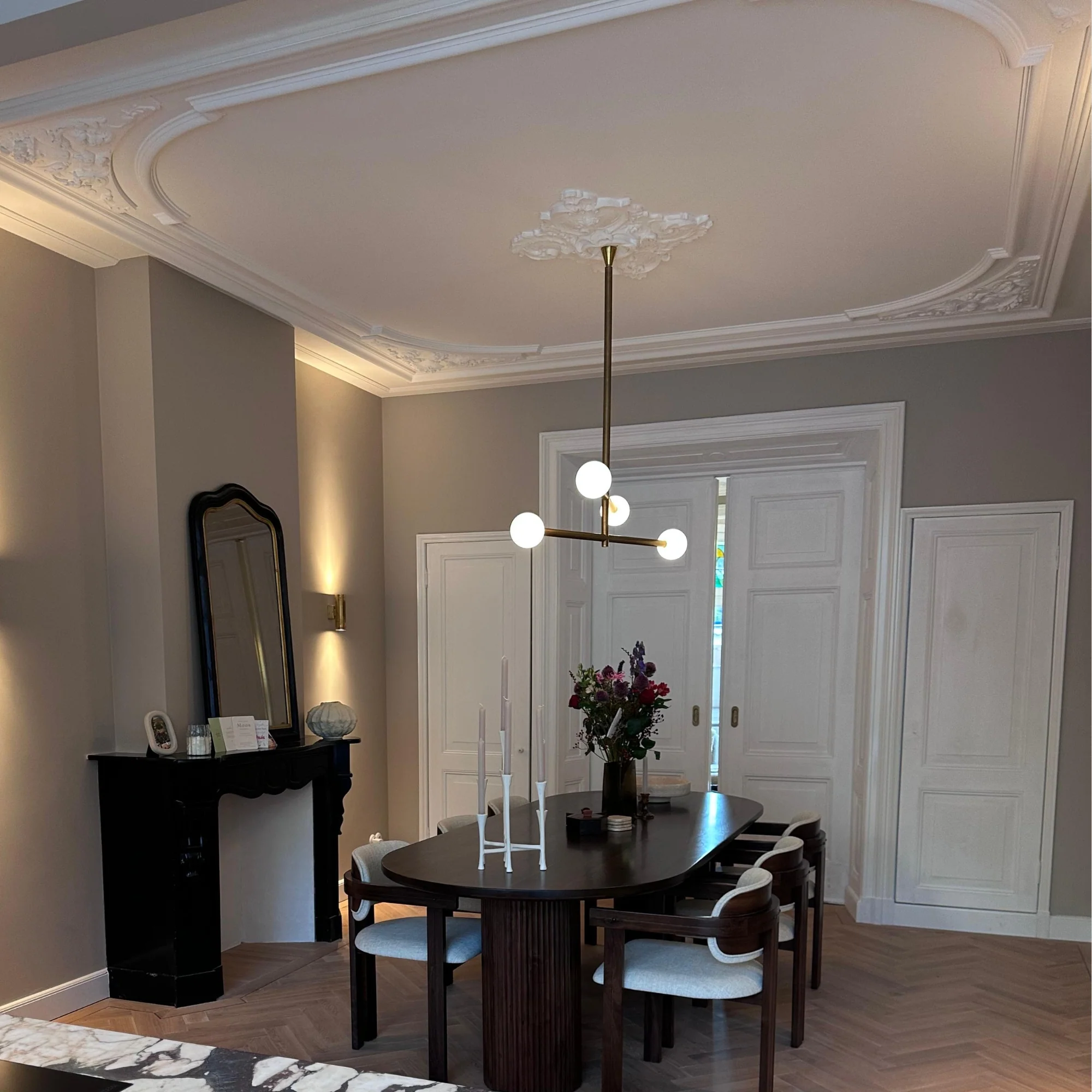 Brass Chandelier Ceiling Light Glass Globe - 4 Light Dining Room - Image 10