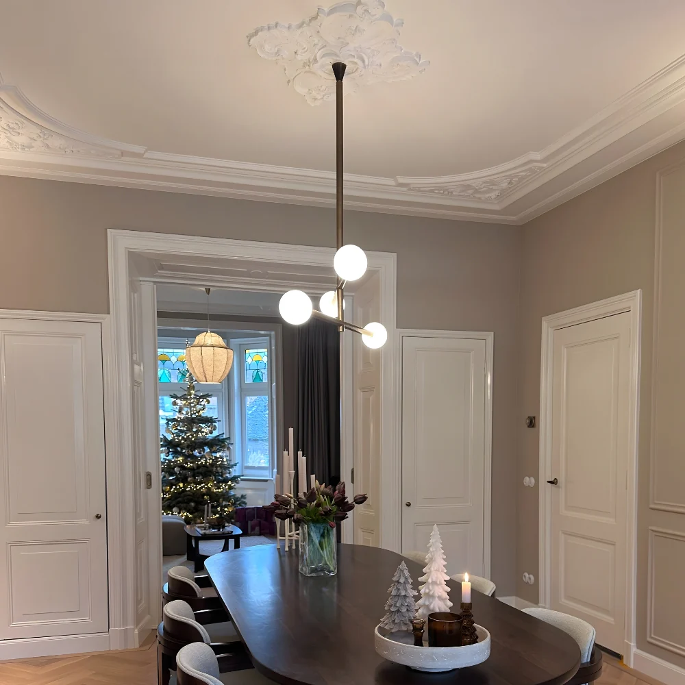 Brass Chandelier Ceiling Light Glass Globe - 4 Light Dining Room - Image 12