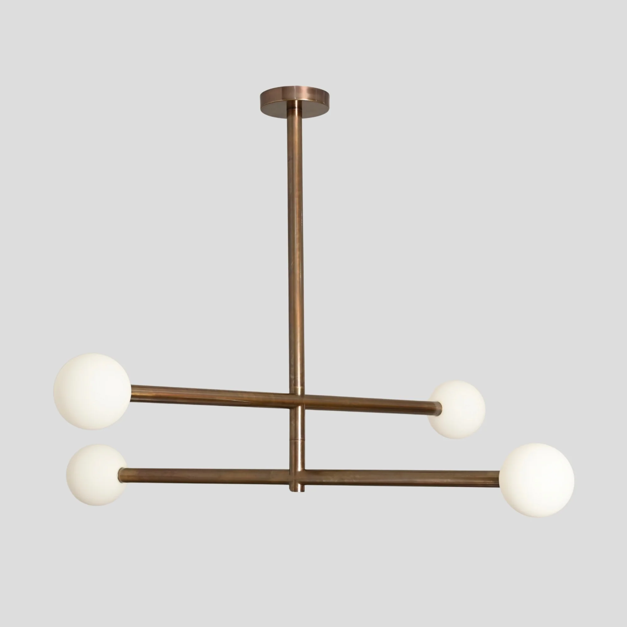 Brass Chandelier Ceiling Light Glass Globe - 4 Light Dining Room - Image 3