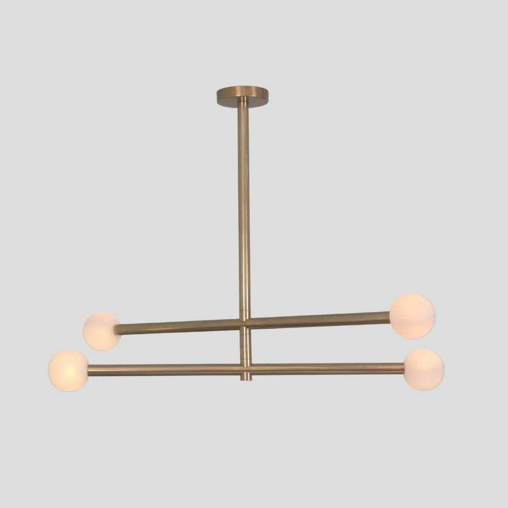 Brass Chandelier Ceiling Light Glass Globe - 4 Light Dining Room - Image 5