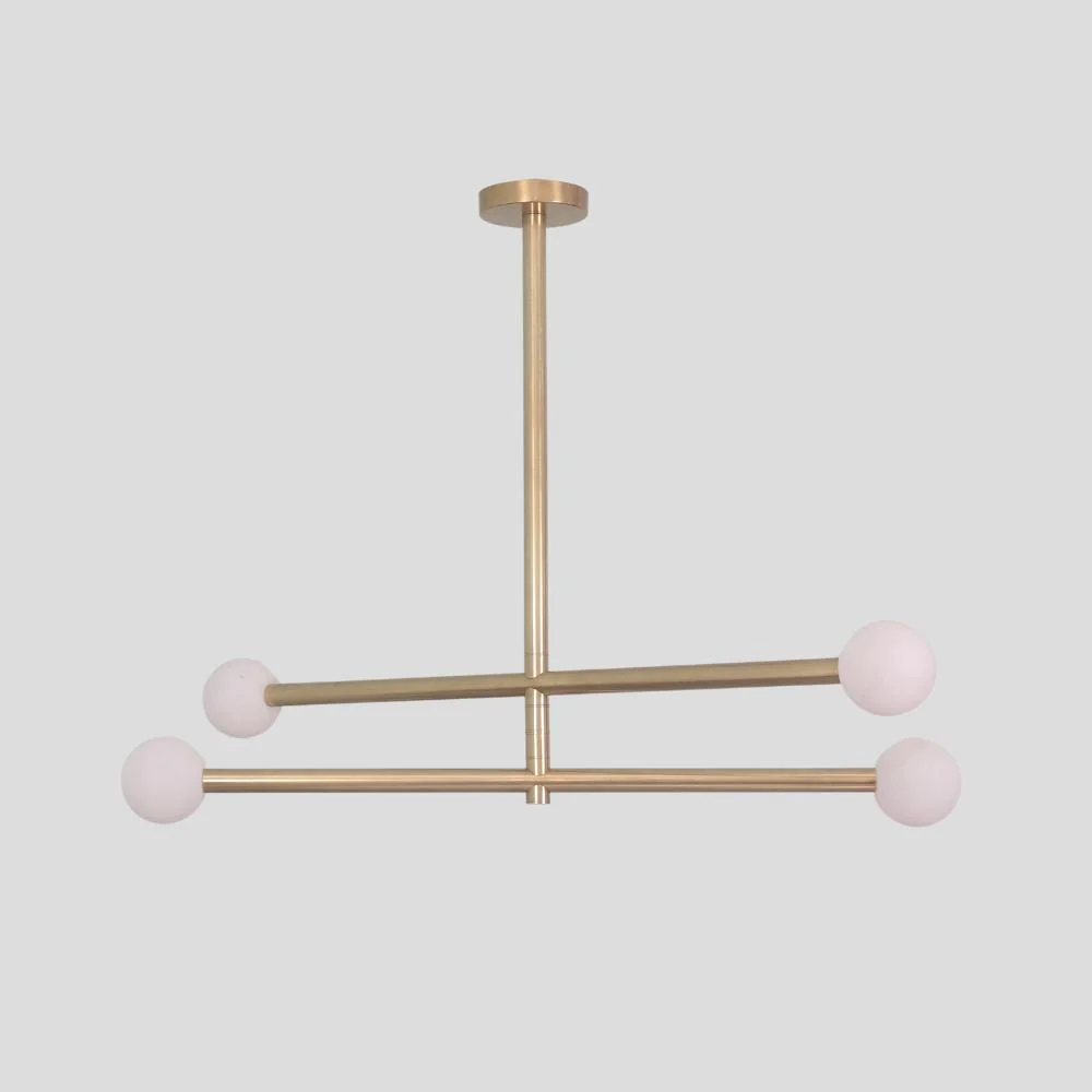 Brass Chandelier Ceiling Light Glass Globe - 4 Light Dining Room - Image 6