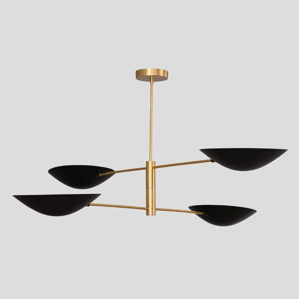 4 Light Linear - Modern Brass Lamp Black Shade - Image 3