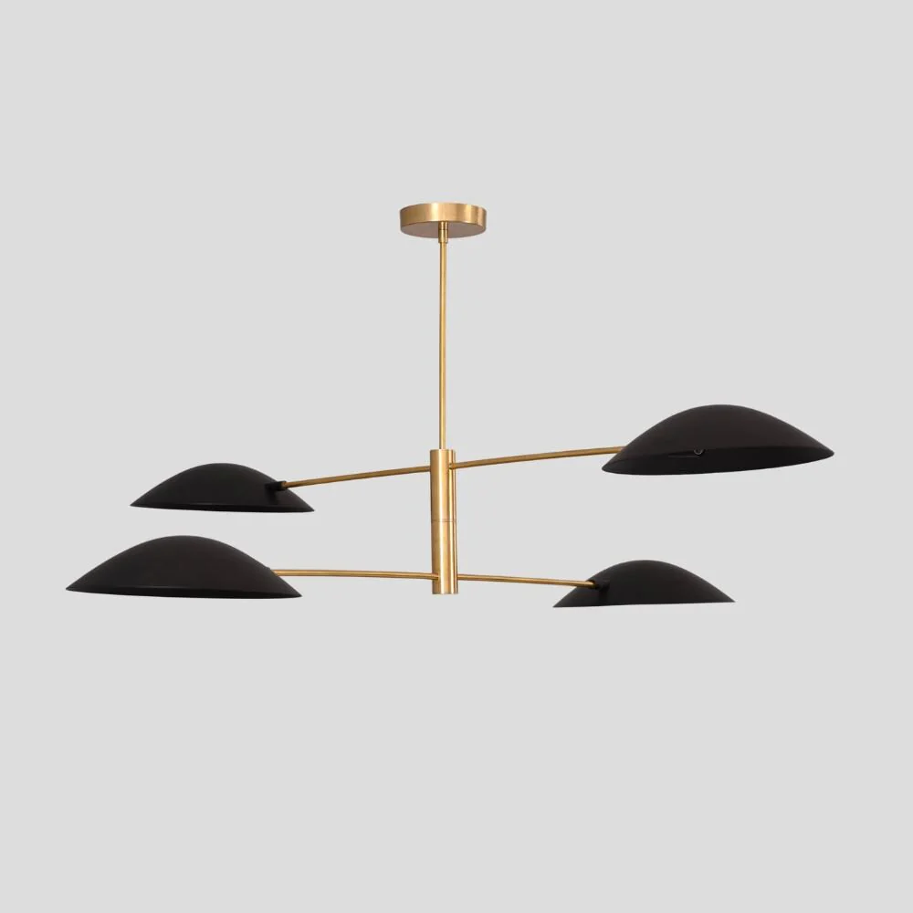 4 Light Linear - Modern Brass Lamp Black Shade - Image 4