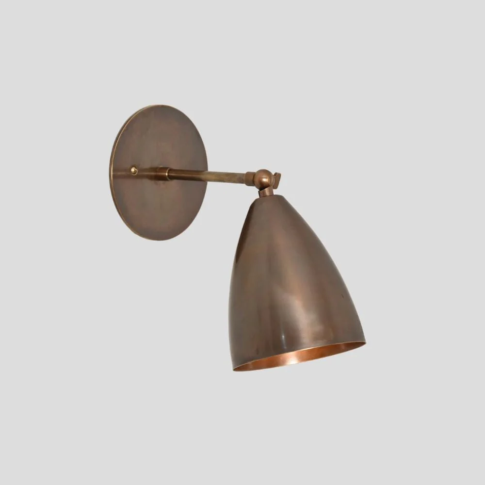 Brass Curved Wall Sconce - Mid Century Adjustable Shade - Image 5