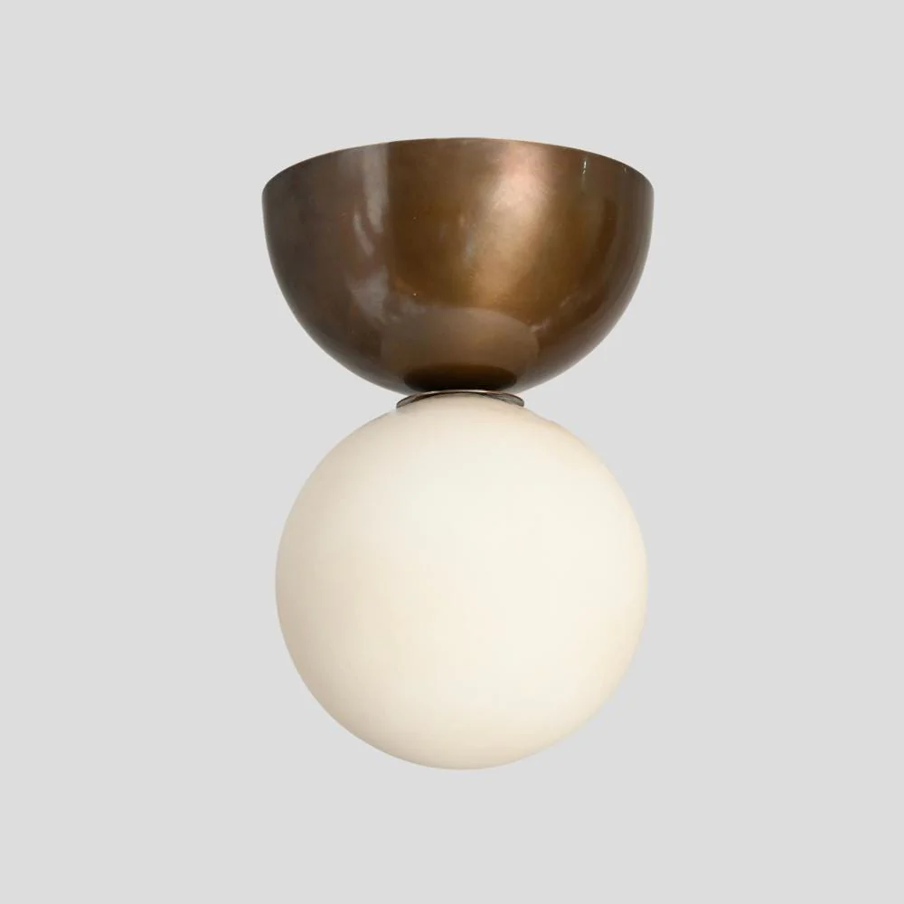 Brass Glass Globe Orb Pendant - Minimalistic Flush Mount - Image 3