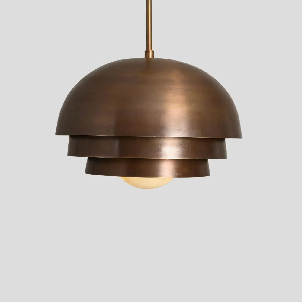 Brass Globe Pendant Light - Mid Century Hanging Lamp - Image 3
