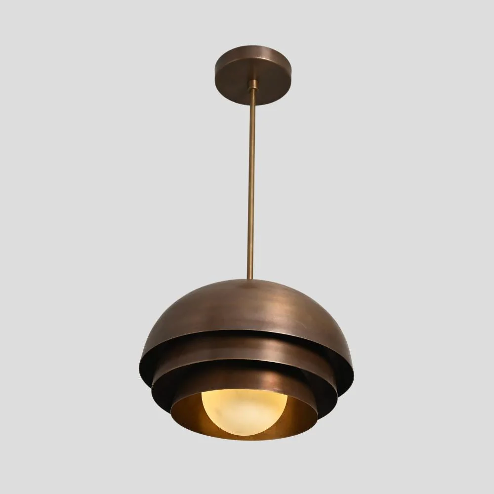 Brass Globe Pendant Light - Mid Century Hanging Lamp - Image 5