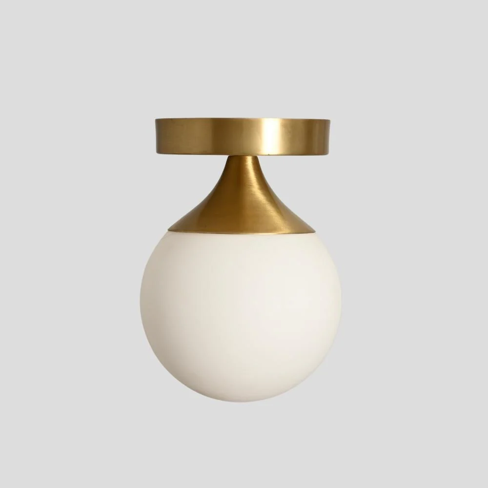 Brass One Globe Ceiling Light - Flush Mount - Image 3