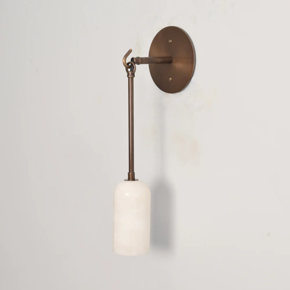Brass Suspended Alabaster Sconce - Marble Wall Lamp - Image 4