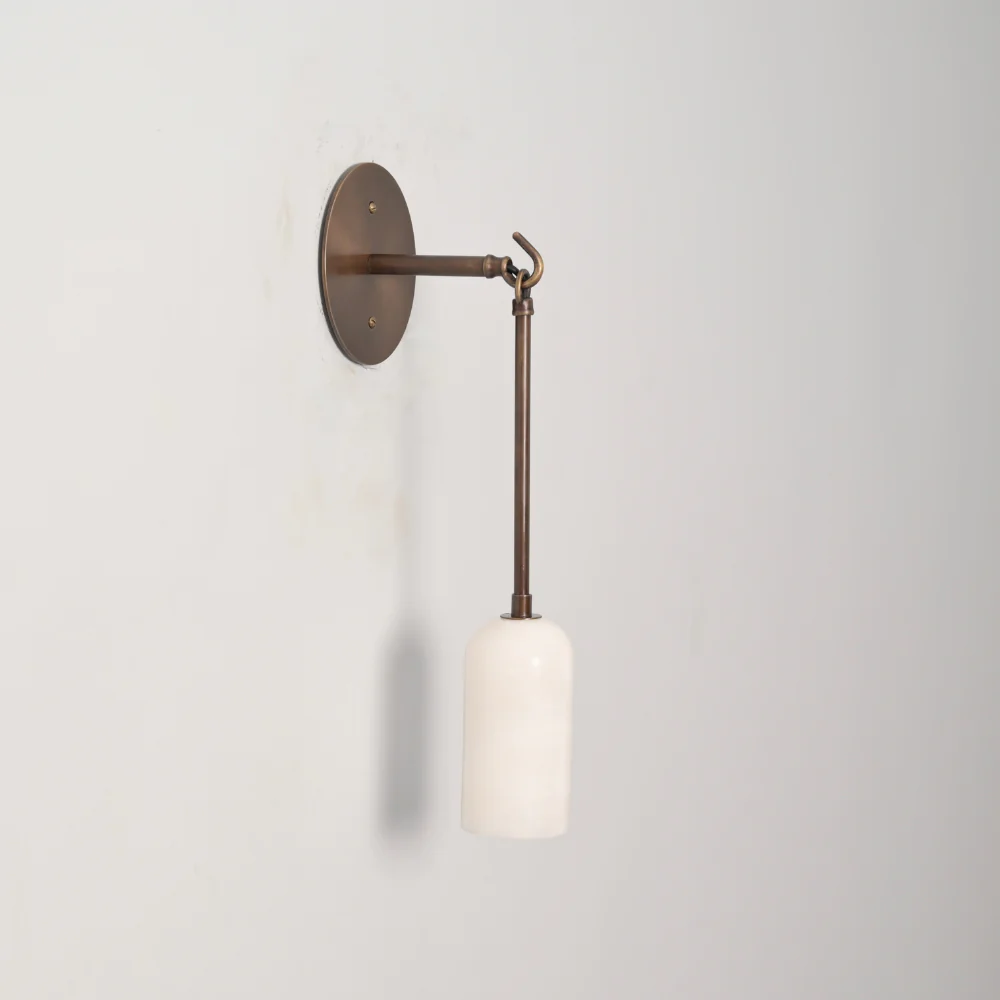 Brass Suspended Alabaster Sconce - Marble Wall Lamp - Image 5