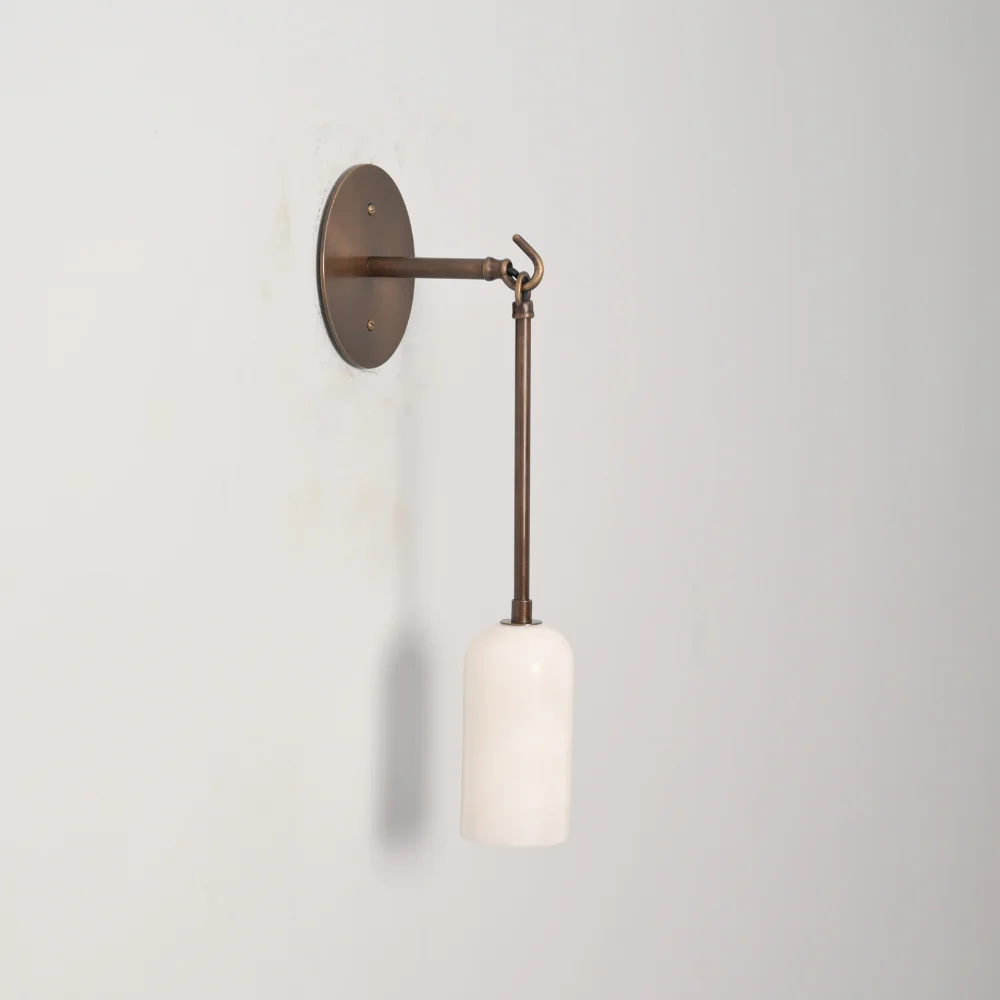 Brass Suspended Alabaster Sconce - Marble Wall Lamp - Image 6