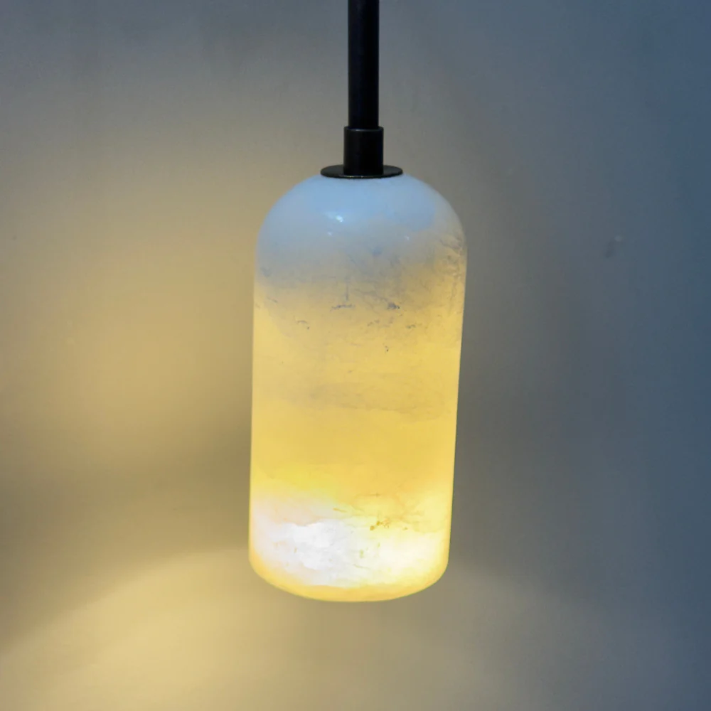 Brass Suspended Alabaster Sconce - Marble Wall Lamp - Image 8