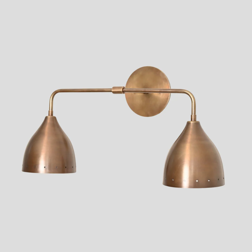 Brass Vanity Light - 2 Light Perforated Wall Sconce - Image 3
