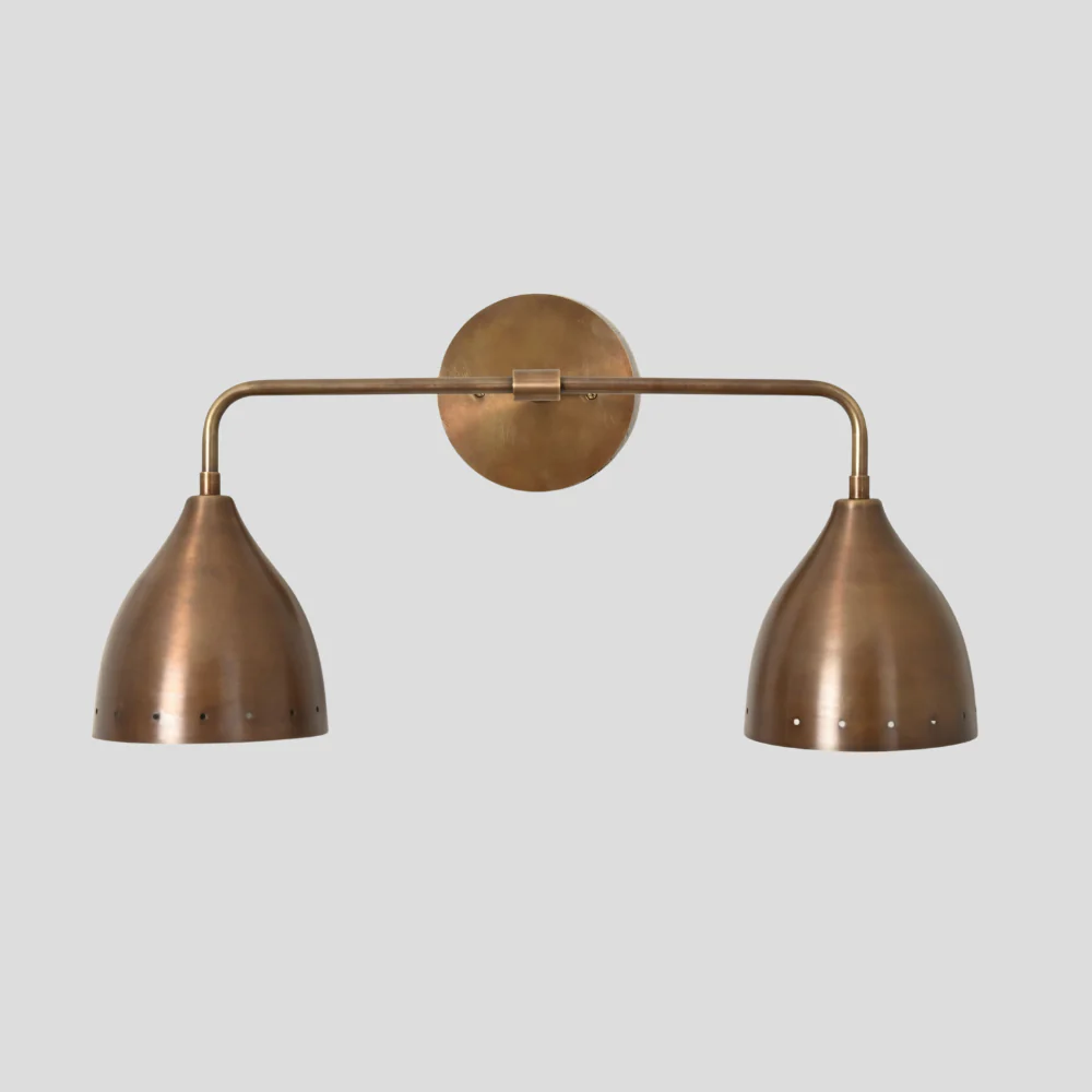 Brass Vanity Light - 2 Light Perforated Wall Sconce - Image 4