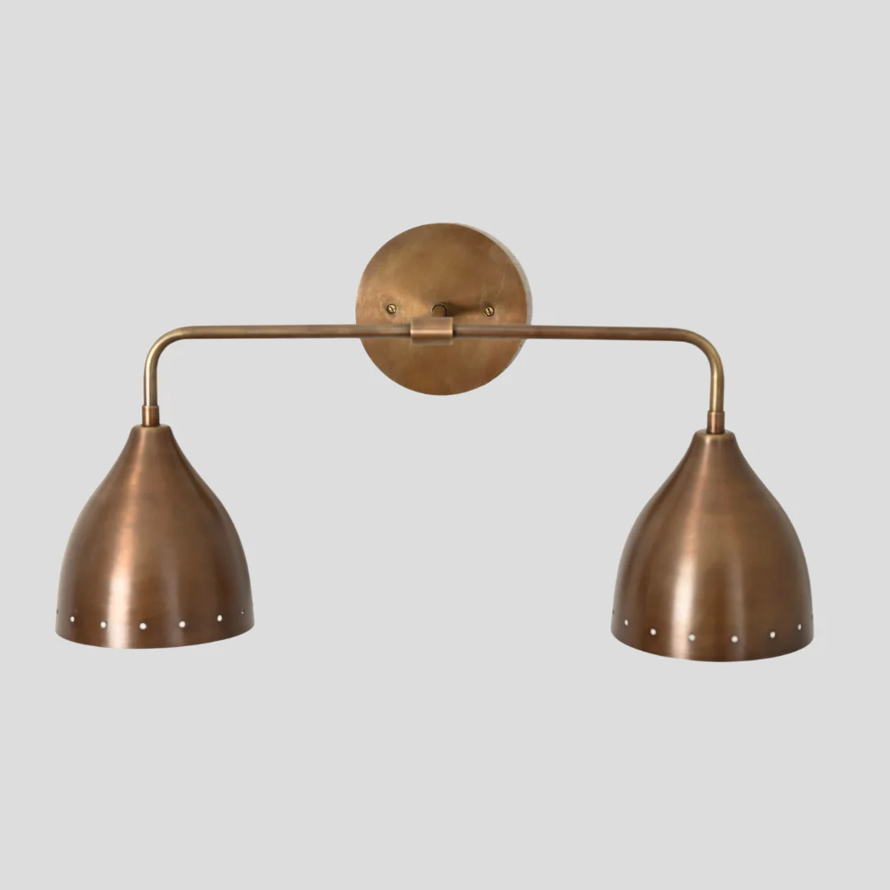 Brass Vanity Light - 2 Light Perforated Wall Sconce - Image 7