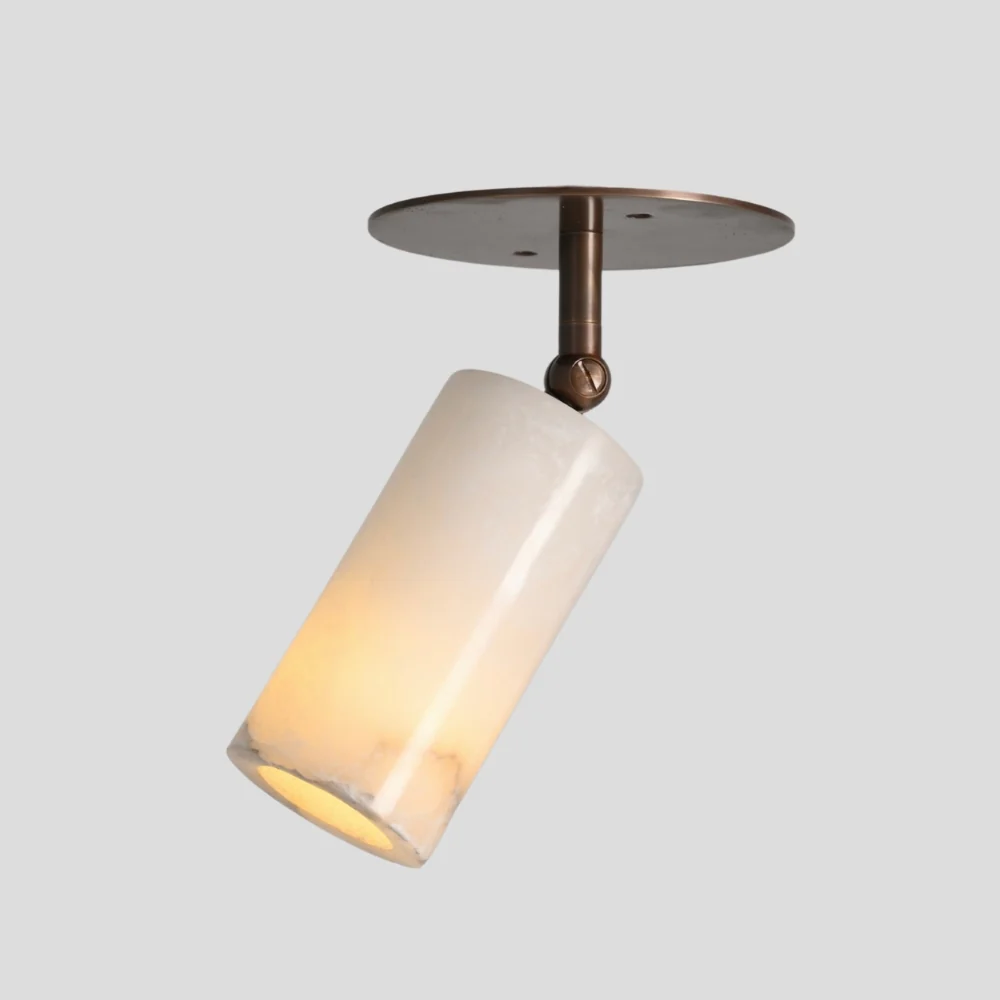 Cylinder Alabaster Spot Light - Brass Adjustable Flush Mount - Image 10