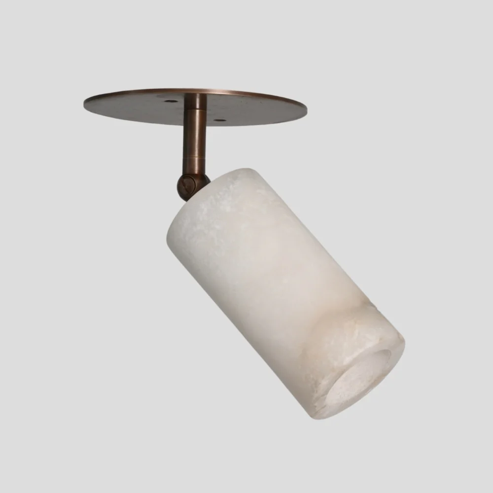 Cylinder Alabaster Spot Light - Brass Adjustable Flush Mount - Image 4
