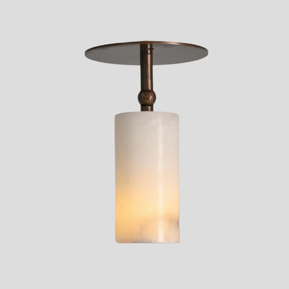 Cylinder Alabaster Spot Light - Brass Adjustable Flush Mount - Image 5