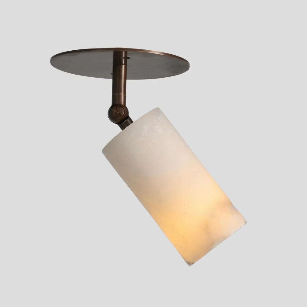 Cylinder Alabaster Spot Light - Brass Adjustable Flush Mount - Image 6