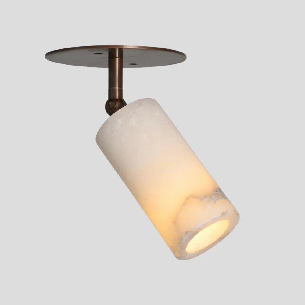 Cylinder Alabaster Spot Light - Brass Adjustable Flush Mount - Image 7
