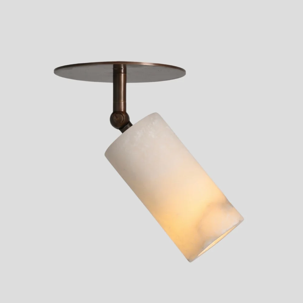Cylinder Alabaster Spot Light - Brass Adjustable Flush Mount - Image 8