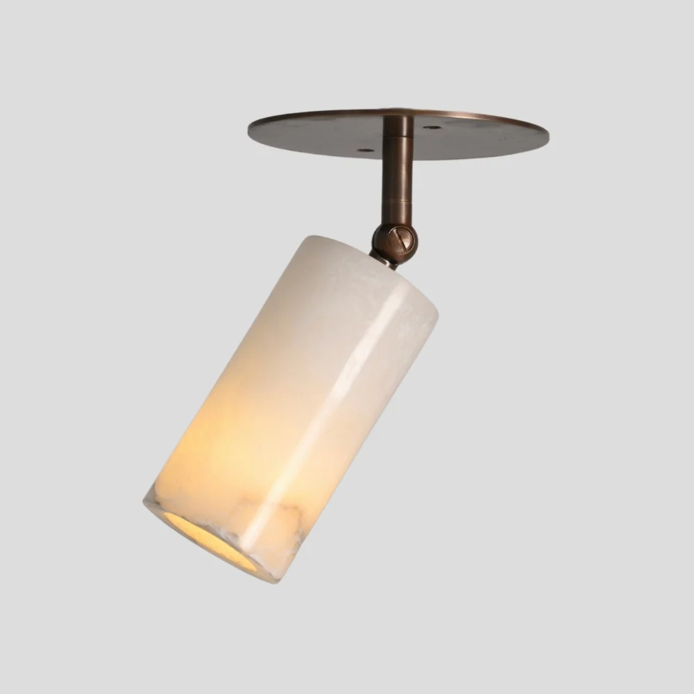 Cylinder Alabaster Spot Light - Brass Adjustable Flush Mount - Image 9