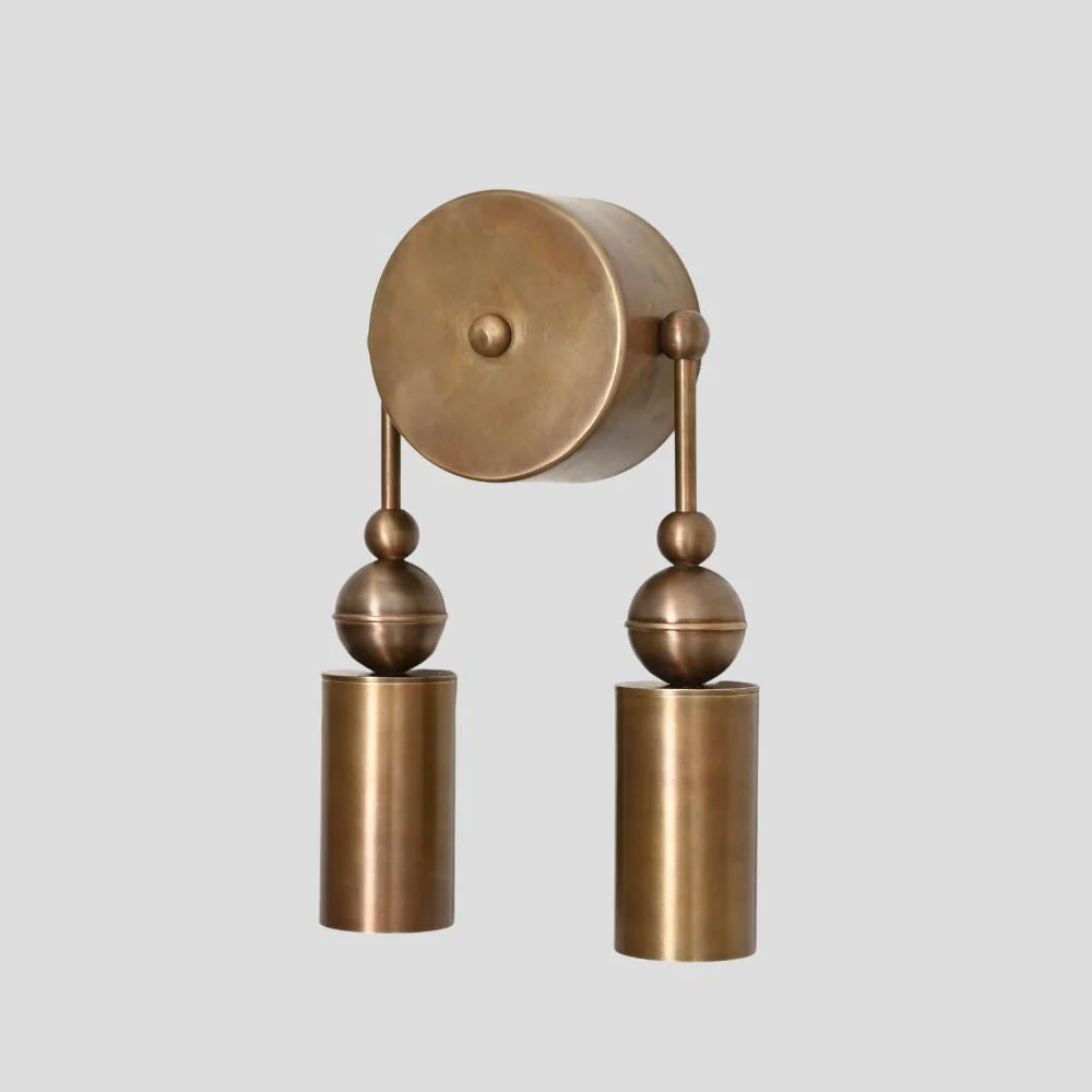 Double Brass Wall Sconce - 1950s Modern Wall Lamp - Image 4