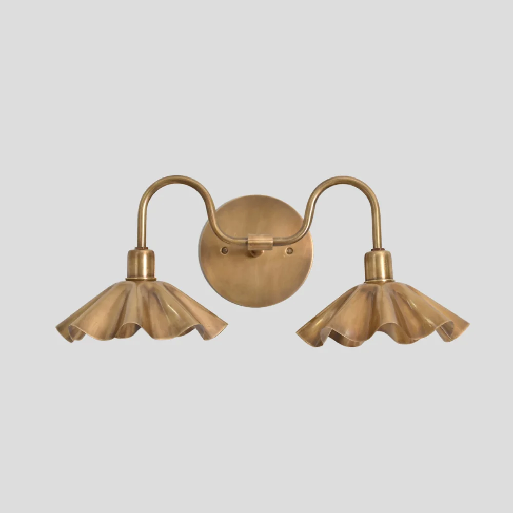 Double Flower Wall Sconce - Brass Vanity Light - Image 3