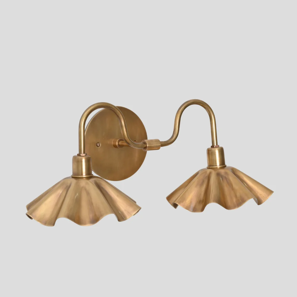 Double Flower Wall Sconce - Brass Vanity Light - Image 4