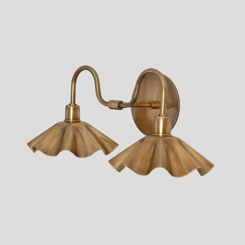 Double Flower Wall Sconce - Brass Vanity Light - Image 5