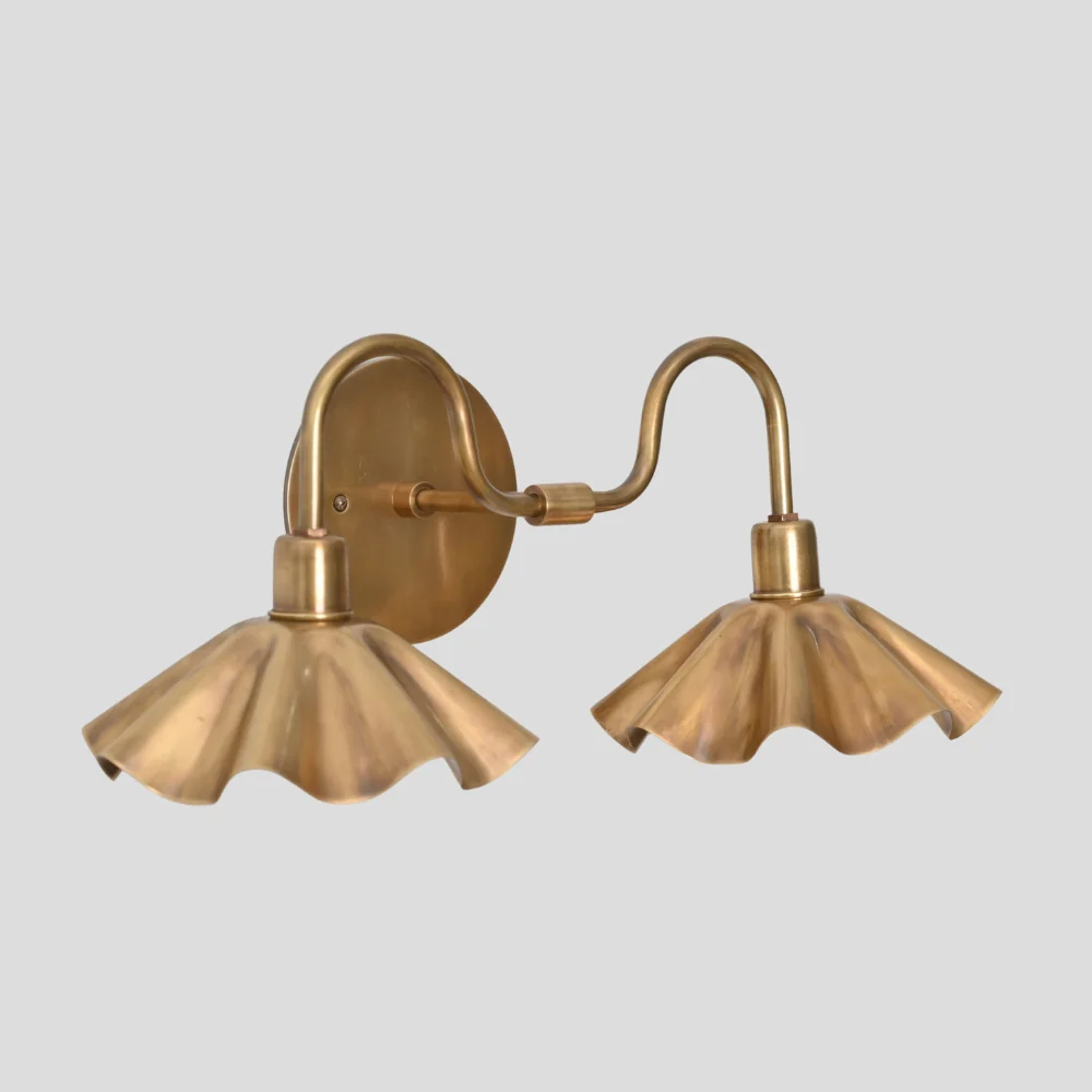 Double Flower Wall Sconce - Brass Vanity Light - Image 6