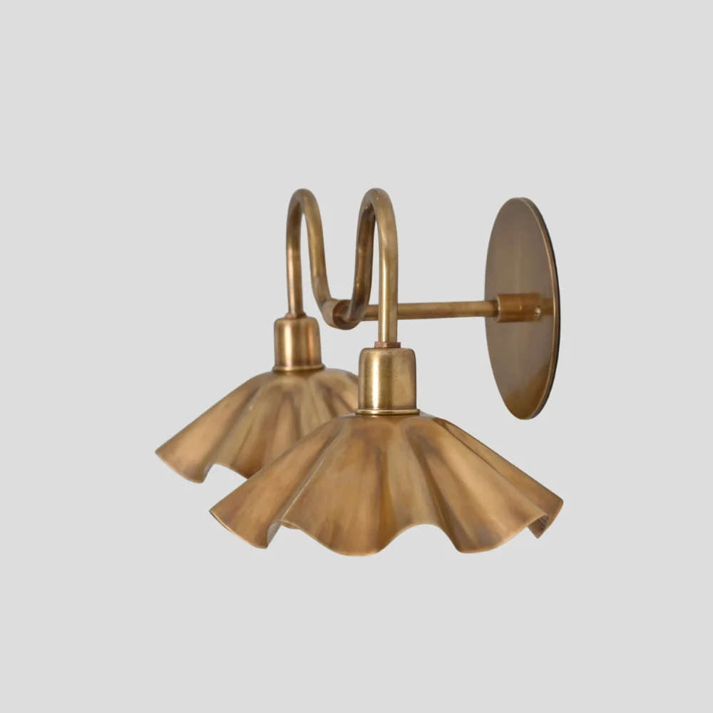 Double Flower Wall Sconce - Brass Vanity Light - Image 7