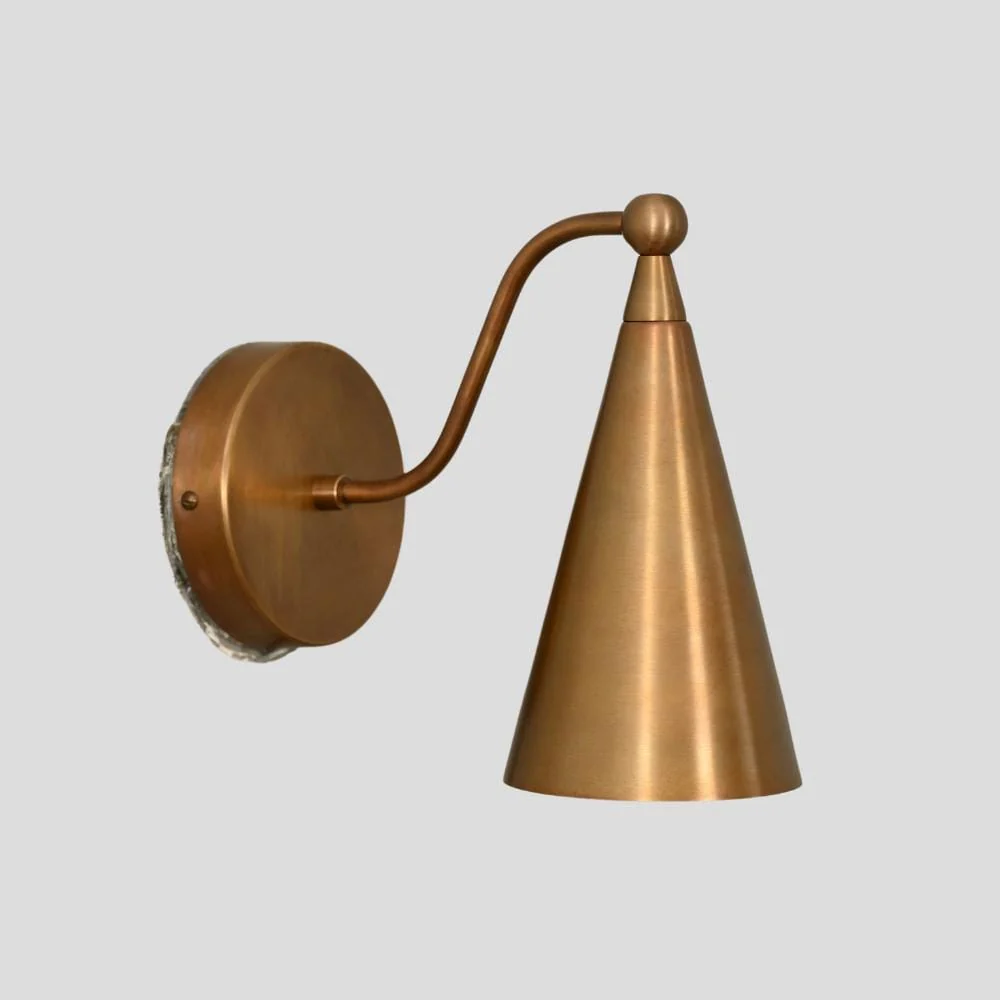 Mid century Wall Sconce - Brass Cone Shade - Image 3
