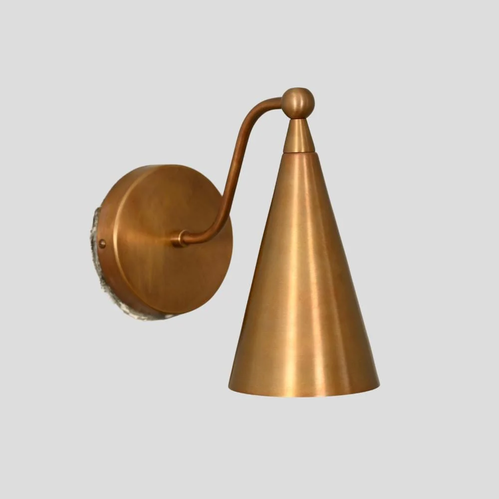 Mid century Wall Sconce - Brass Cone Shade - Image 4