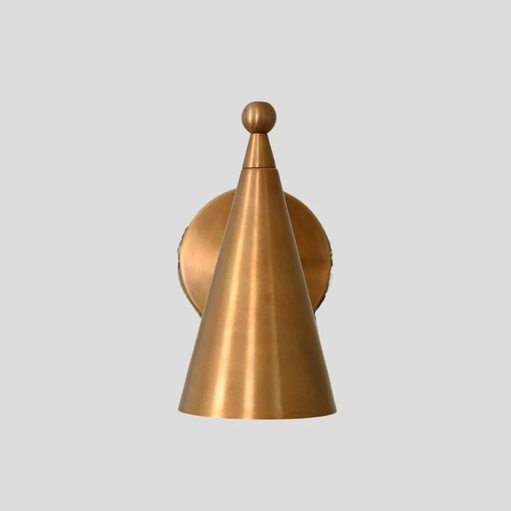 Mid century Wall Sconce - Brass Cone Shade - Image 5
