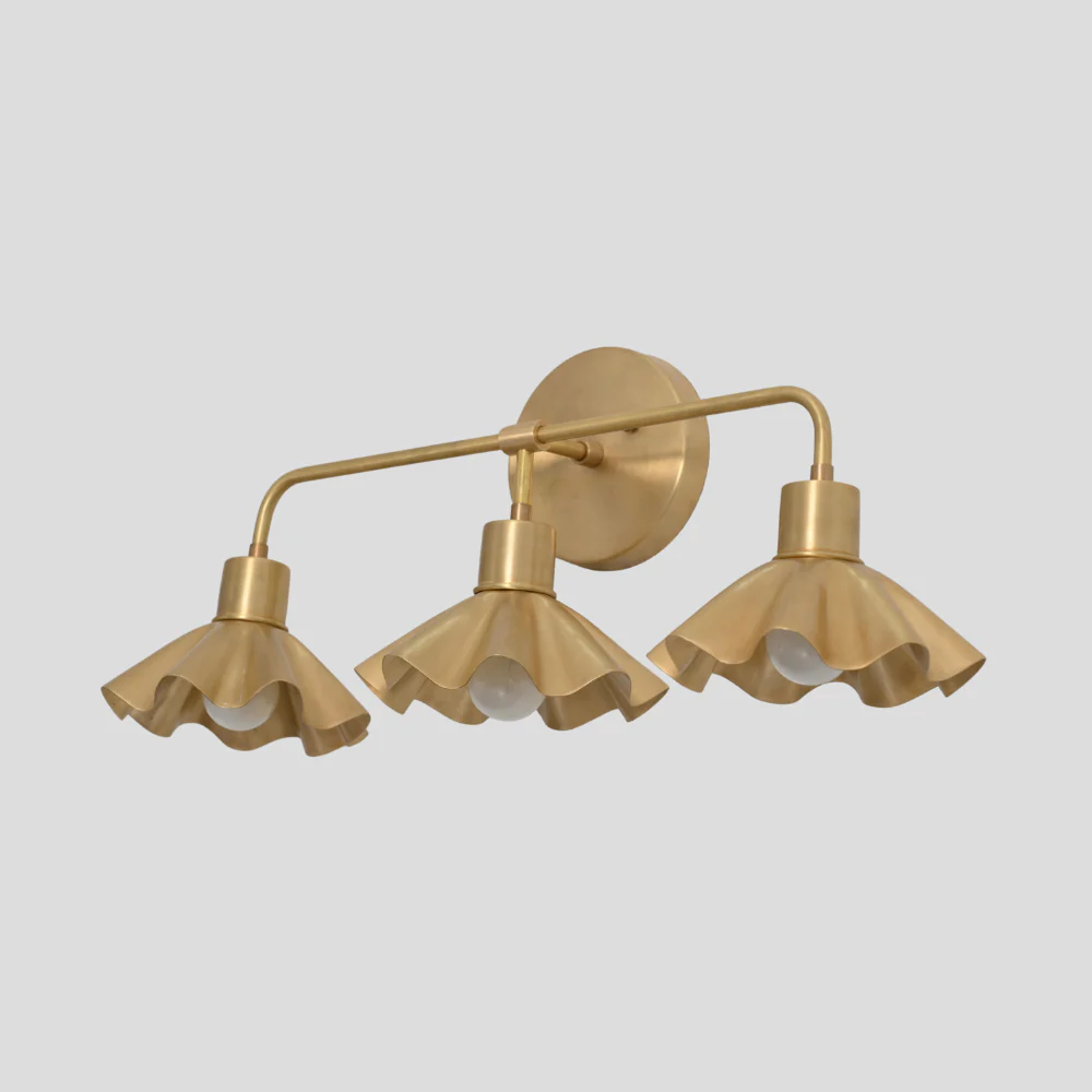 Triple Brass Flower Wall Sconce - Vanity Light - Image 3