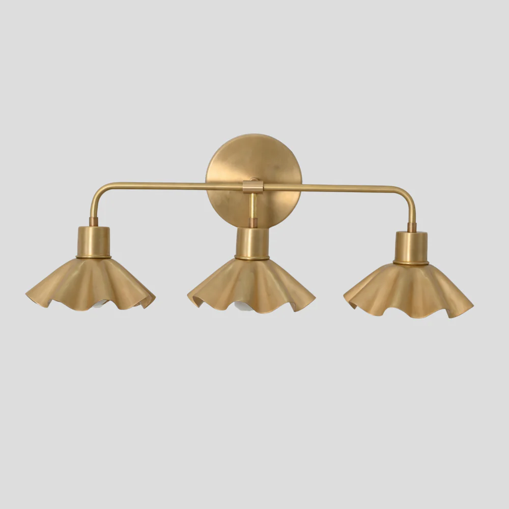 Triple Brass Flower Wall Sconce - Vanity Light - Image 4