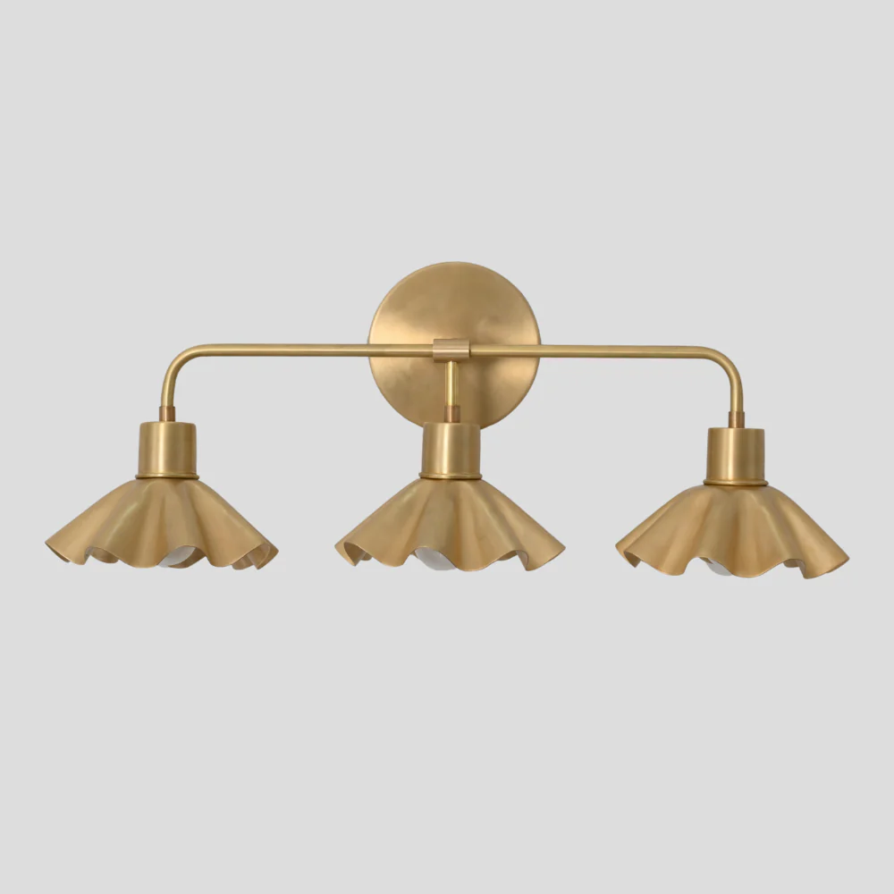 Triple Brass Flower Wall Sconce - Vanity Light - Image 6