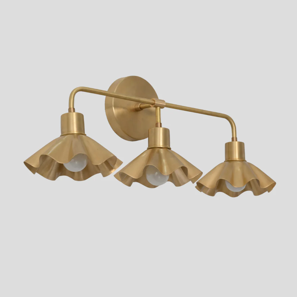 Triple Brass Flower Wall Sconce - Vanity Light - Image 7