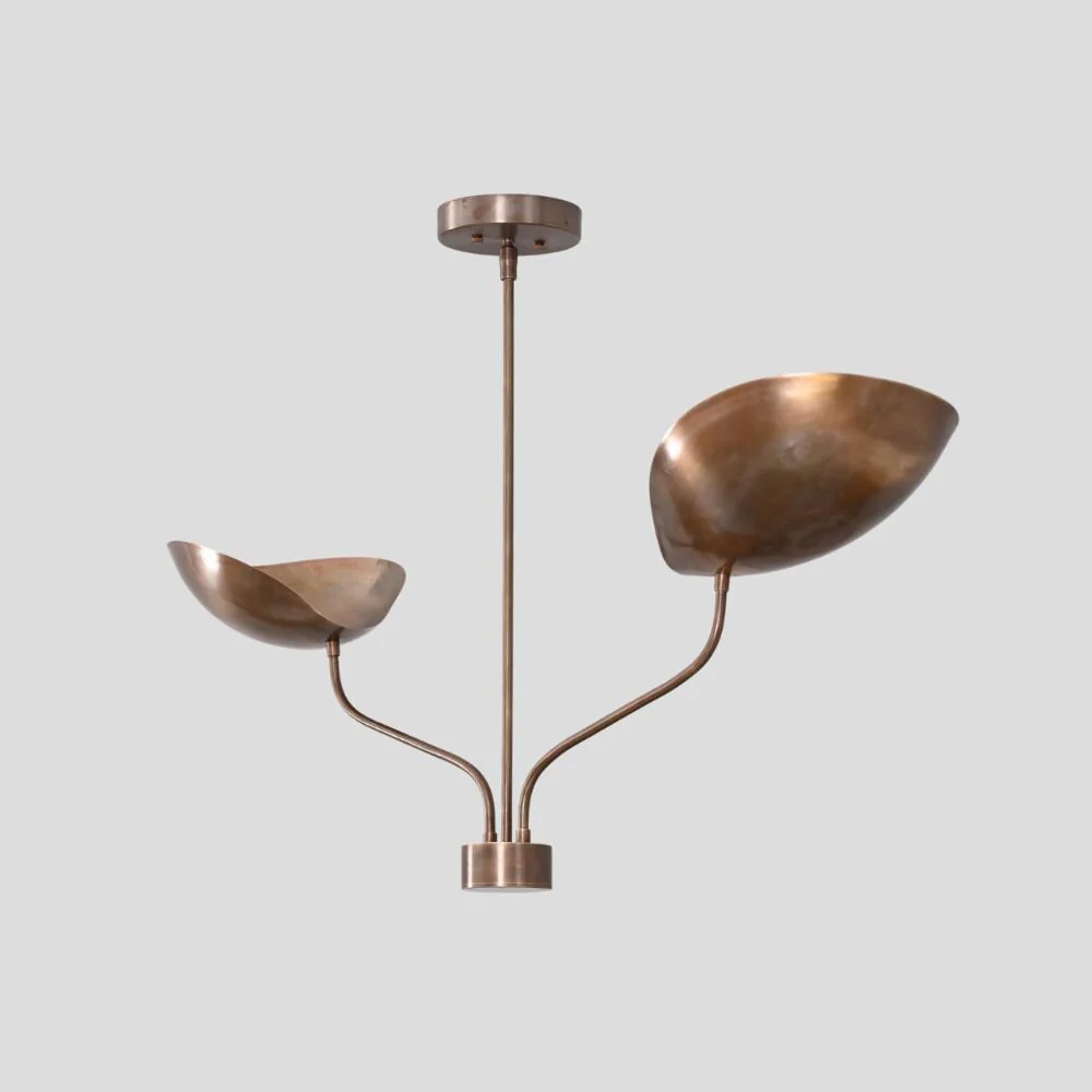 Two Arm Curved Pendant - Modern Brass Ceiling Light - Image 3