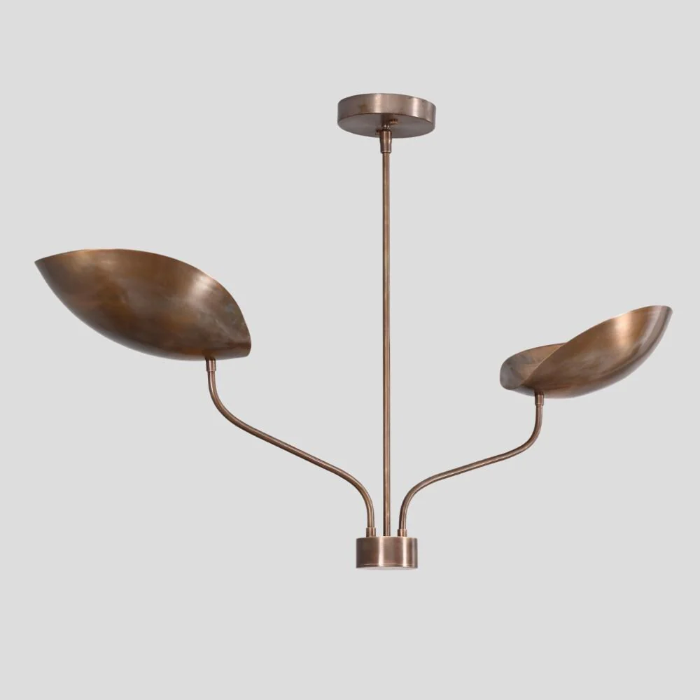Two Arm Curved Pendant - Modern Brass Ceiling Light - Image 4