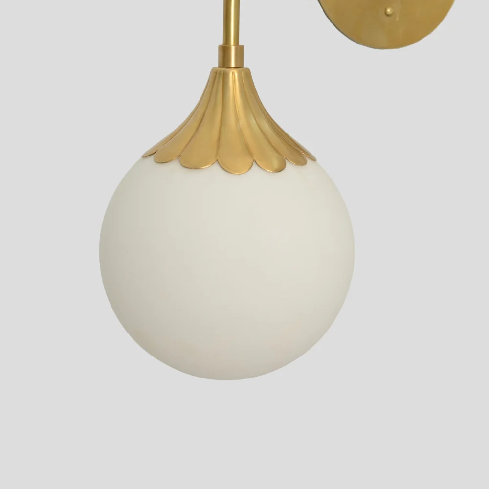 Vanity Light Brass Bathroom Wall Sconce - 2 Glass Globe - Image 5